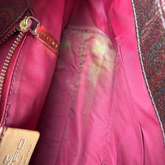 ETRO Milano‎ Vintage Paisley Print Leather Handbag Top Handle Satchel Bag